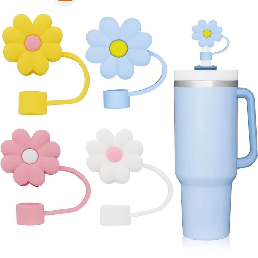 Flower Straw Toppers - Multi Color (6 Pack)